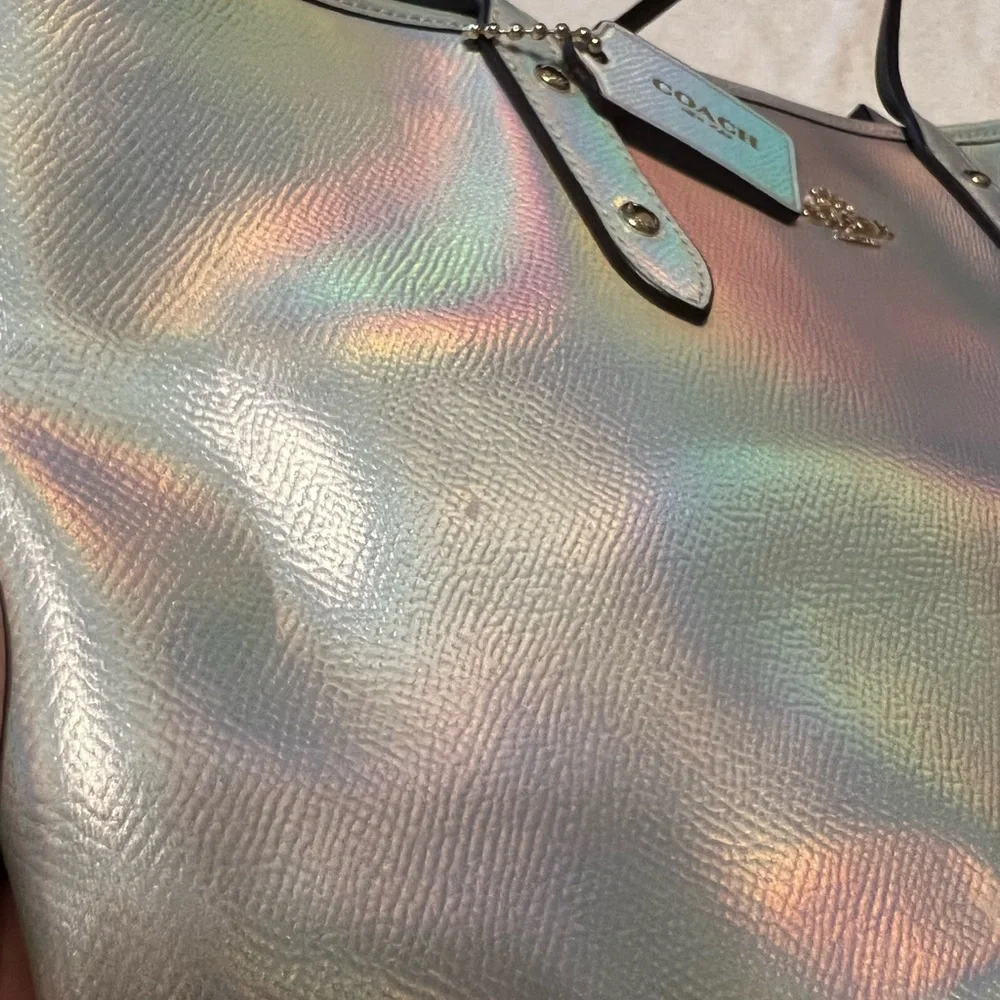 Coach Hologram City Zip Tote and Wallet Iridescent Leather Silver - Picture 11 of 11